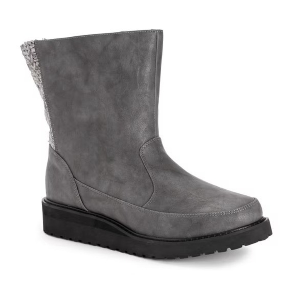 MUK LUKS Women's Slope Natalie Ankle Boots Size 10 Side Zipper Round Toe Gray